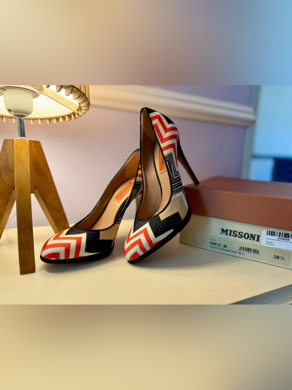Missoni Zig Zag Knit 4.5” Suede Stiletto Pumps EU 38.5 NIB Box & Dust Bag